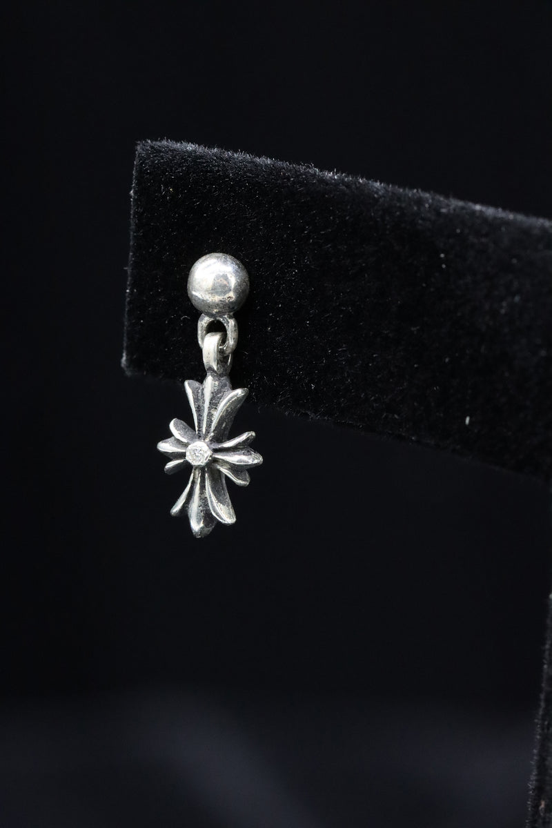 Authentic Chrome Hearts Tiny Cross Baby Fat Earring in Sterling