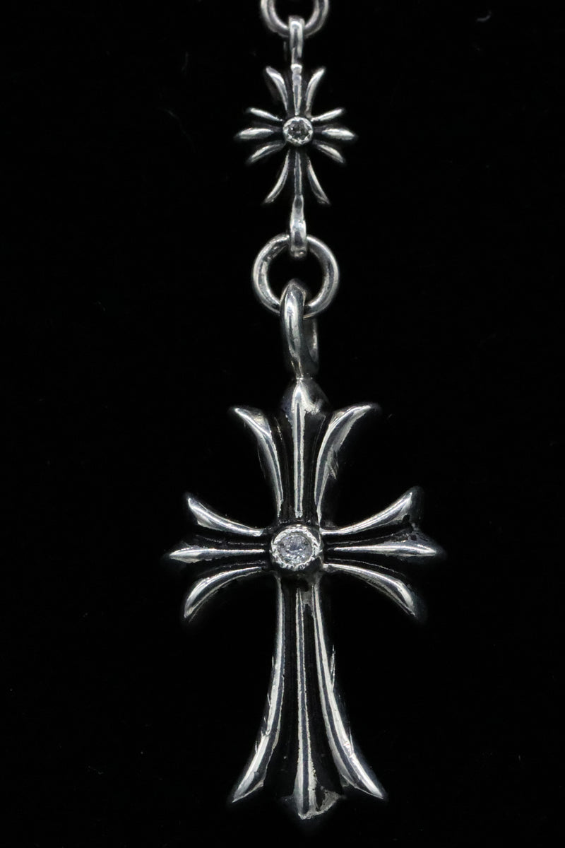 Authentic Chrome Hearts Tiny Cross Link Lariat Necklace in Sterling Si