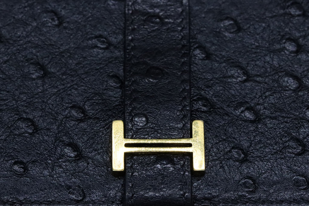 Ostrich Leather Wallet Clutch Purse