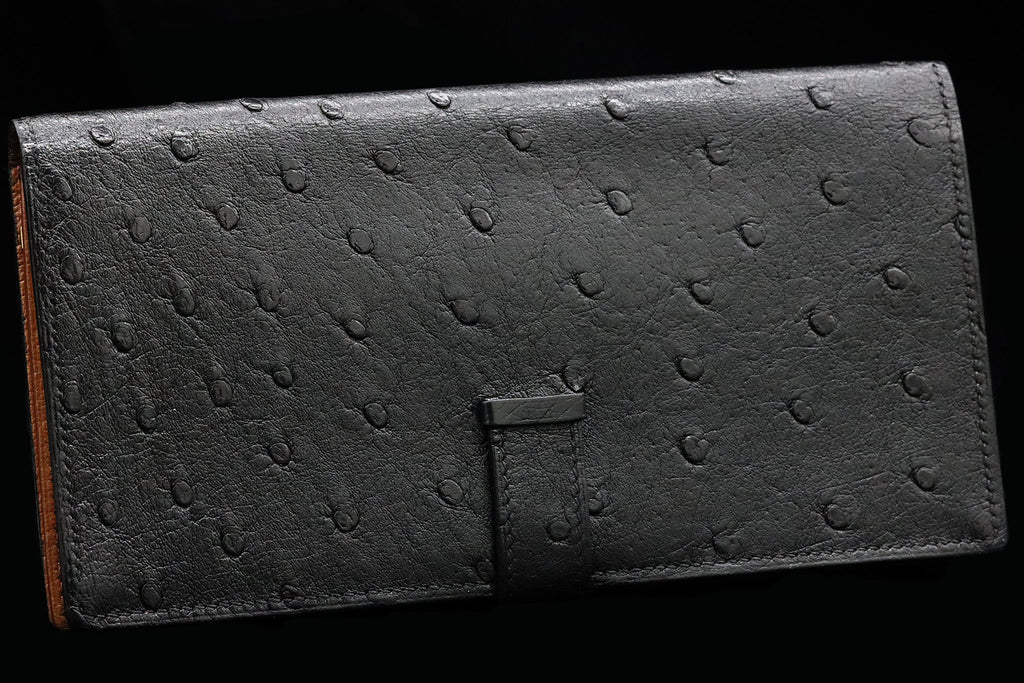 Hermès Vintage Bearn Lizard Wallet in Black